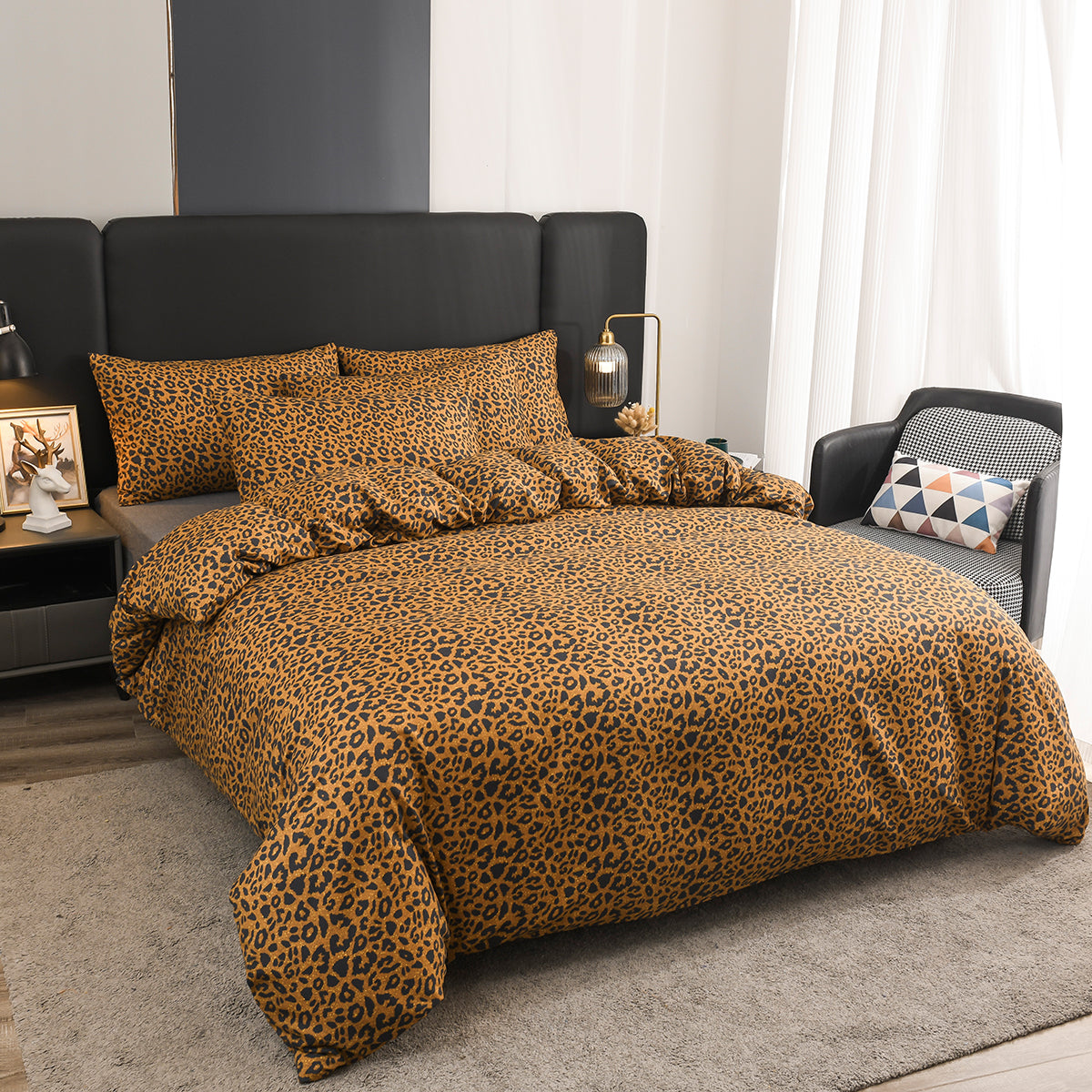Dekbedovertrek Set Abstract Patroon Blauw Oranje Geometrisch Modern Zigzag Retro Design Stijlvol Slaapkamer | Sulvida