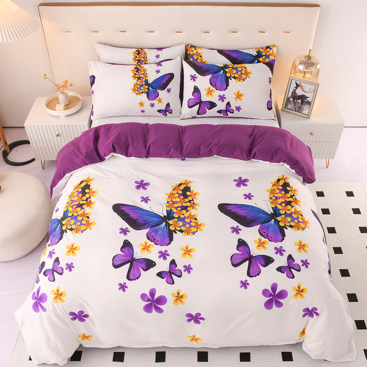 Dekbedovertrek Set Abstract Patroon Blauw Oranje Geometrisch Modern Zigzag Retro Design Stijlvol Slaapkamer | Sulvida