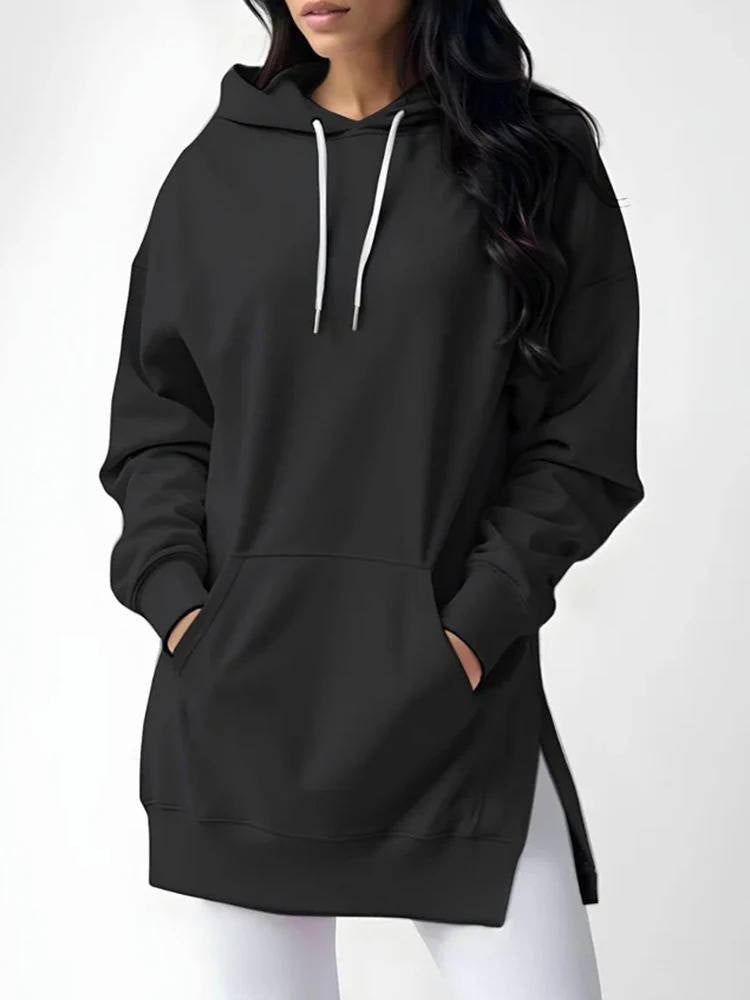 Oversized Hoodie Dress Dames Lange Zachte Trui Jurk met Capuchon Loungewear Comfortabel Winterkleding | Sulvida