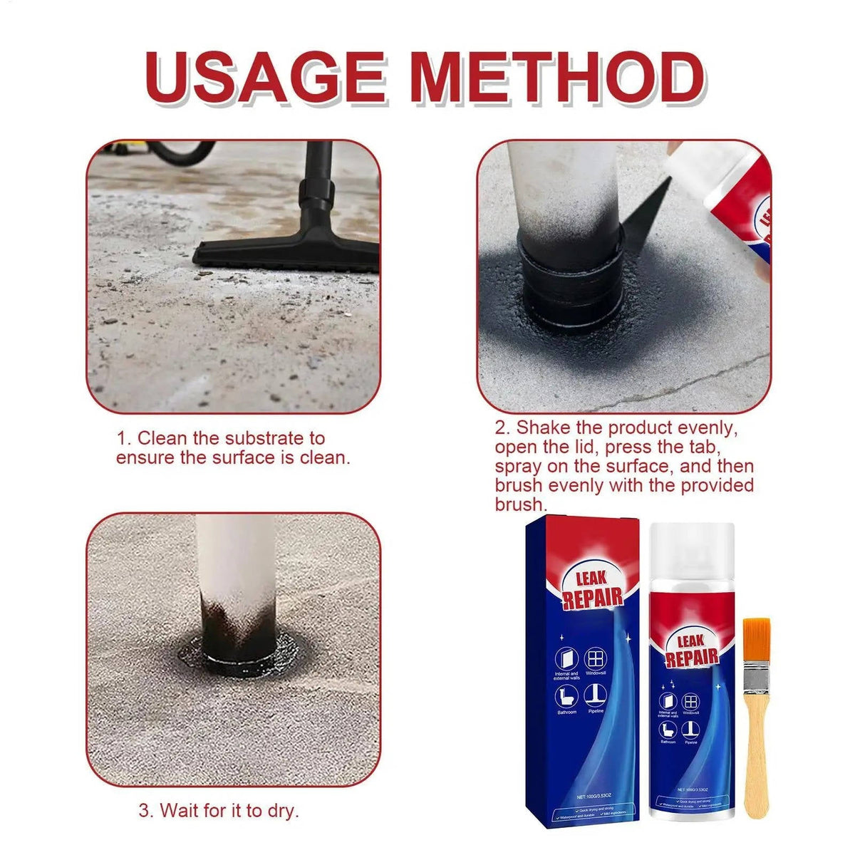 2-Delige Lekstop Waterdichte Sealant Spray – Direct Afdichten Noodlekkages Dak Goot Leiding Reparatie | Sulvida