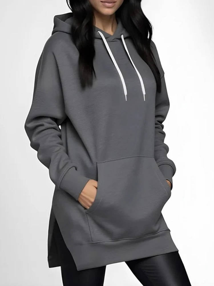 Oversized Hoodie Dress Dames Lange Zachte Trui Jurk met Capuchon Loungewear Comfortabel Winterkleding | Sulvida