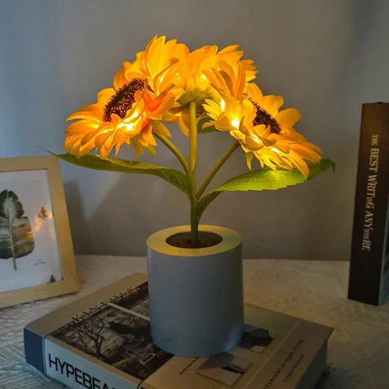 Oplaadbare Zonnebloem Tafellamp LED Draadloos Dimbaar Decoratief Avondverlichting Bloemen Nachtlampje | Sulvida