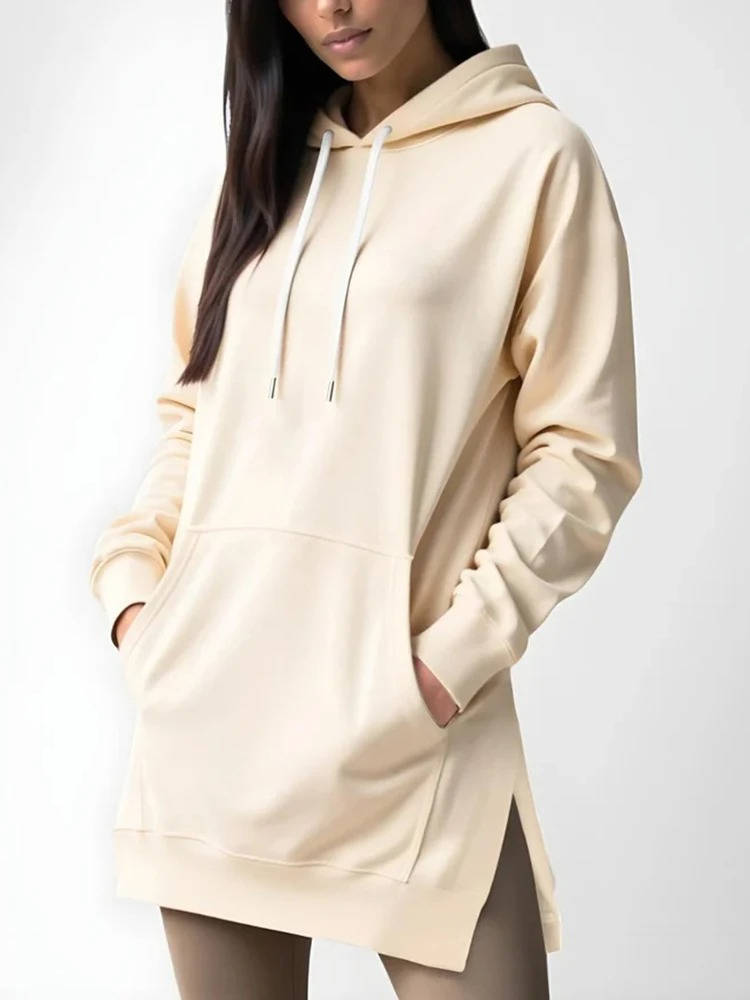 Oversized Hoodie Dress Dames Lange Zachte Trui Jurk met Capuchon Loungewear Comfortabel Winterkleding | Sulvida