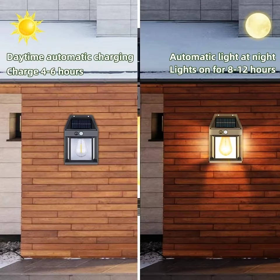 Zonne-energie wandlamp 2 stuks 8W buiten met bewegingssensor IP65 waterdicht 600 lumen tuinverlichting | Sulvida