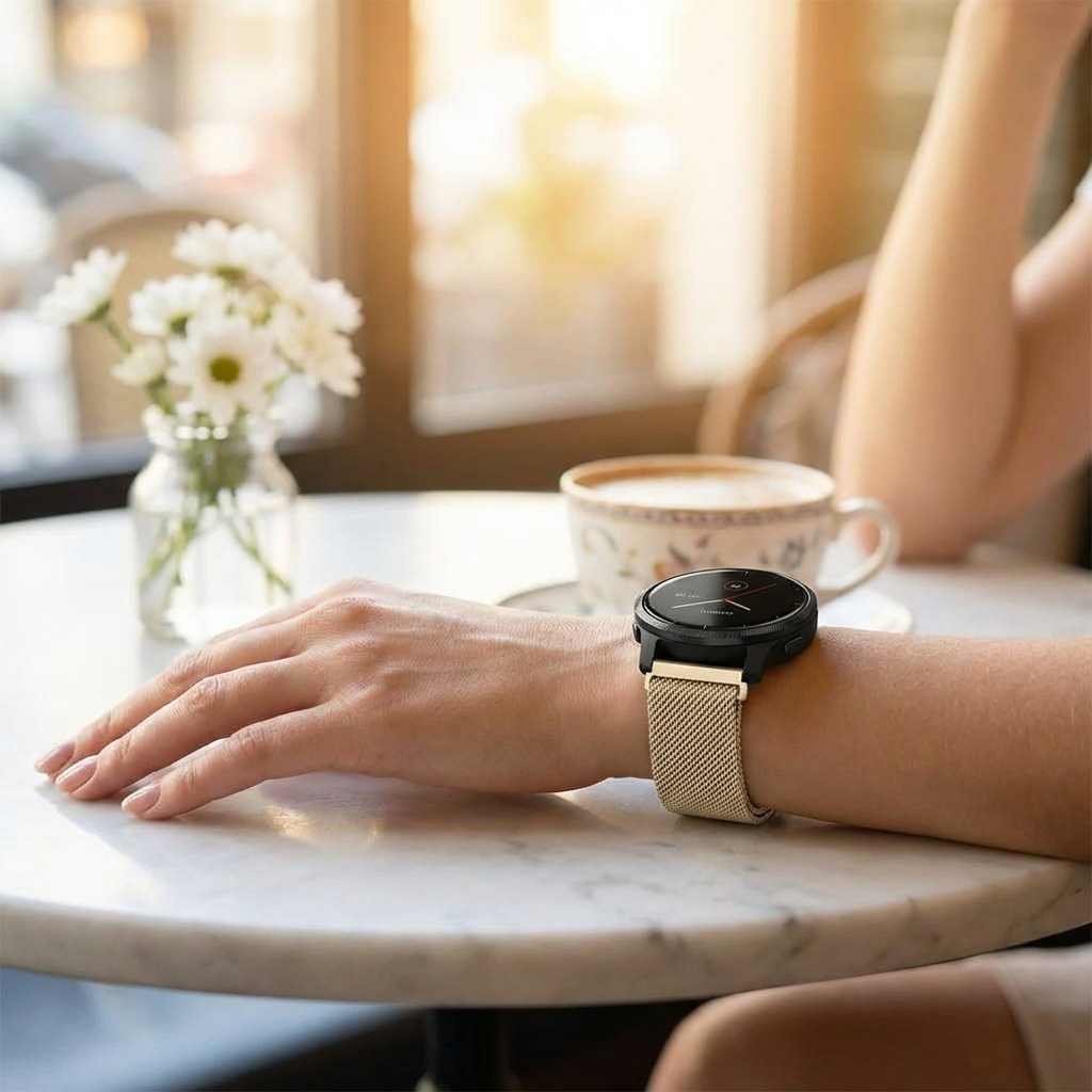 Bracelet en maille milanaise métallique pour montre connectée Garmin Venu, bracelet de remplacement en acier, accessoire | Sulvida