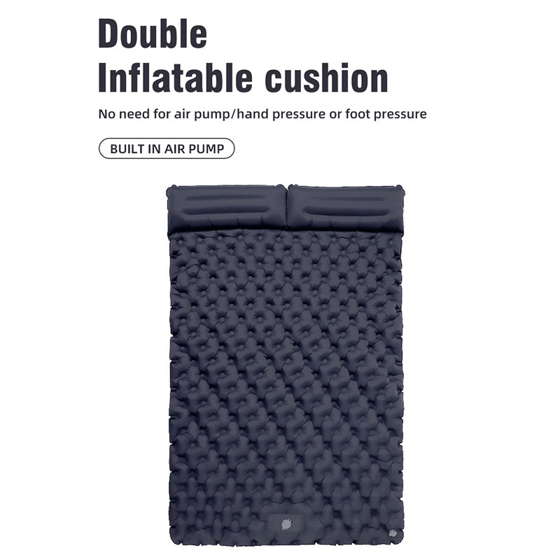Matelas de camping gonflable pour 2 personnes avec pompe intégrée, imperméable en TPU et nylon, 200x130cm, camping en plein air | Sulvida