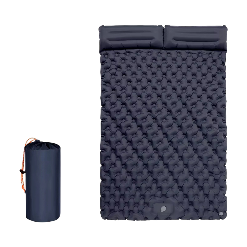 Matelas de camping gonflable pour 2 personnes avec pompe intégrée, imperméable en TPU et nylon, 200x130cm, camping en plein air | Sulvida