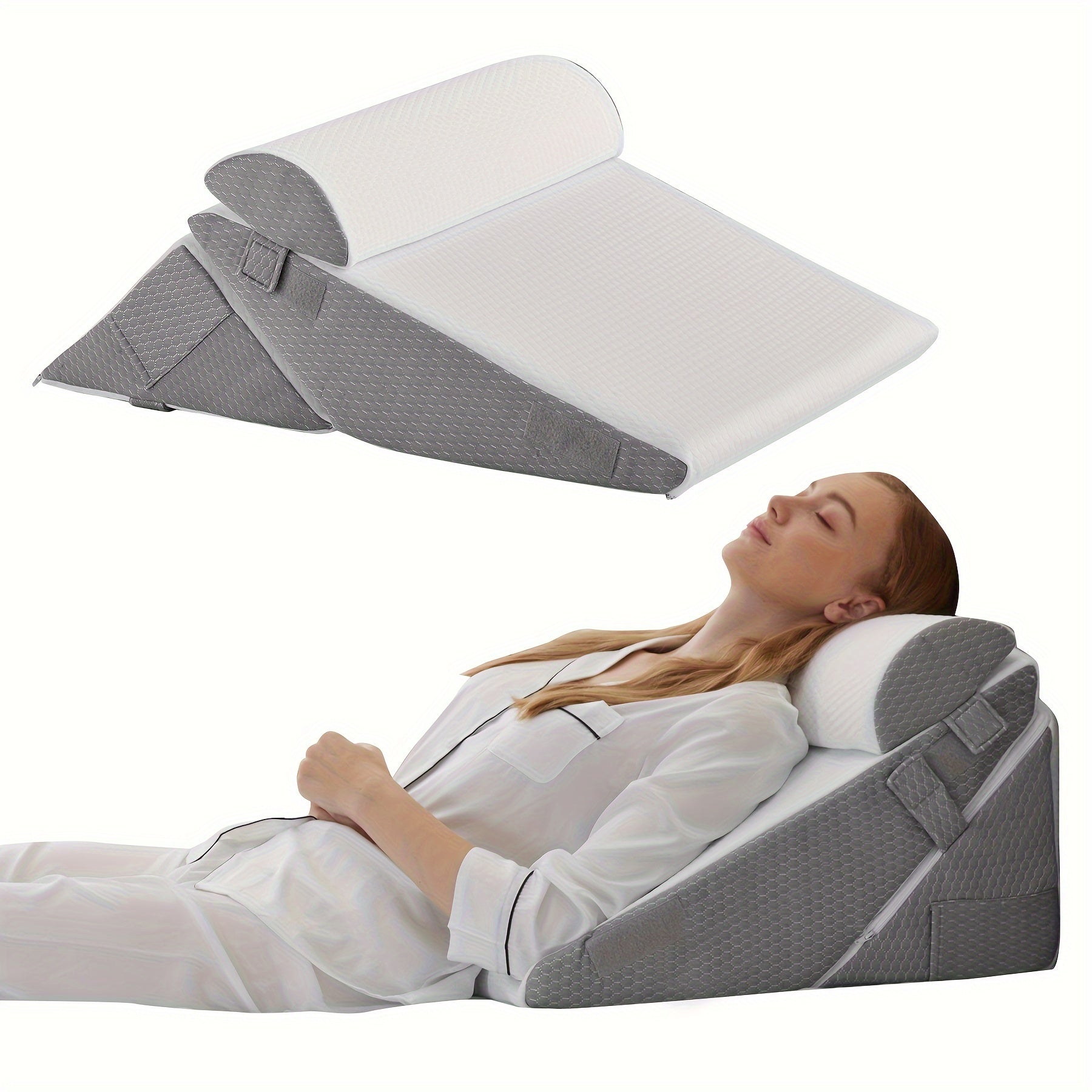 Verstelbaar Bedkussen voor Rugsteun en Benen – Comfortabel Wigkussen met Memory Foam voor Herstel en Ontspanning | Sulvida