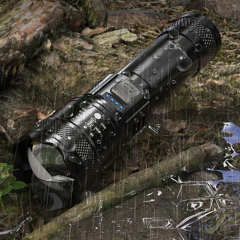 Lampe torche LED 7500 lumens rechargeable USB-C étanche IPX7 en aluminium militaire, éclairage puissant pour l'extérieur | Sulvida