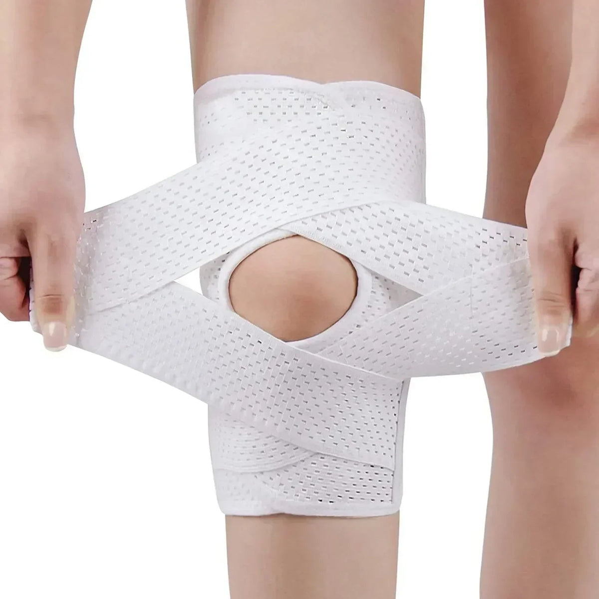 Verstelbare Kniebrace Open Patella Links Rechts Ademend Comfortabel Zwart Wit Compressie Sport Ondersteuning | Sulvida