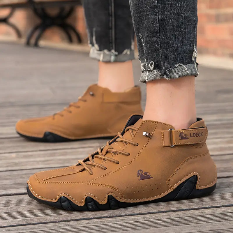 Waterdichte Herenschoenen Hoog met Elastische Sluiting Modern Stoer Ontwerp Leer Comfortabel Casual Dagelijks | Sulvida
