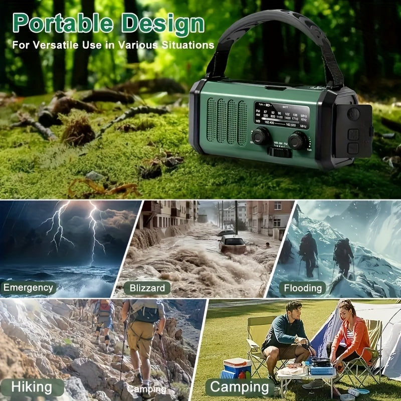 Multifunctionele Noodradio met Zonnepaneel Zaklamp en Telefoonoplader – Handslinger Weersradio voor Outdoor en Noodsituaties | Sulvida