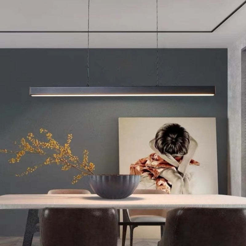 Moderne LED Hanglamp Lineair Design Zwart Bruin Dimbaar Eettafel Woonkamer Metaal Acryl 80-150cm Eetkamer | Sulvida