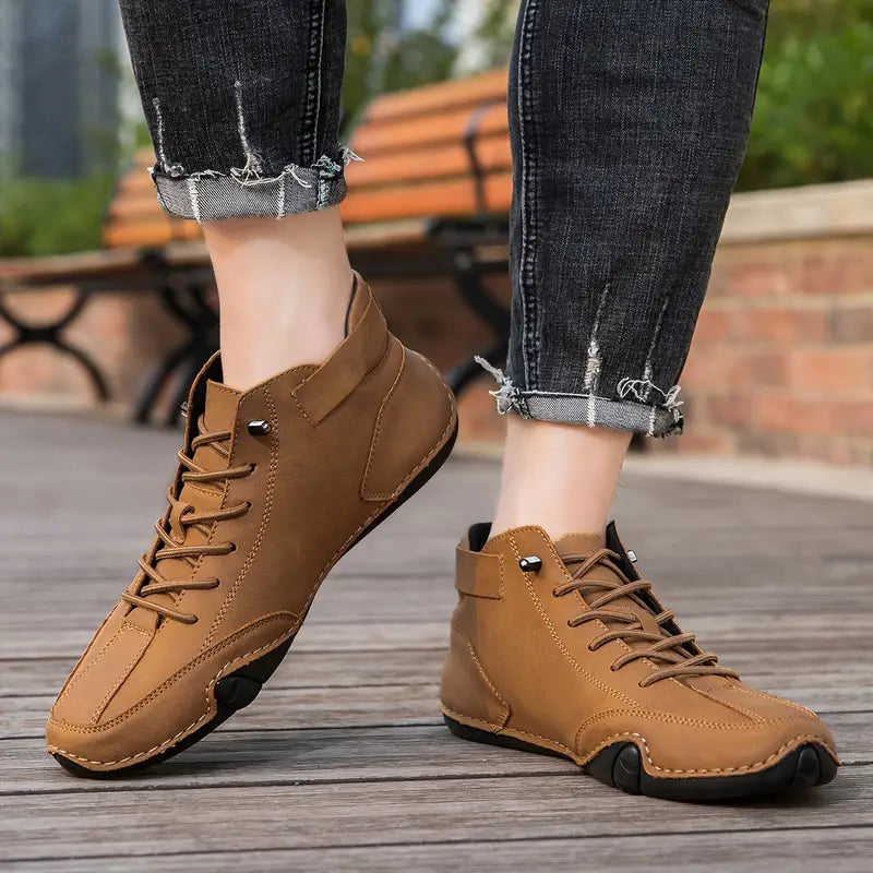 Waterdichte Herenschoenen Hoog met Elastische Sluiting Modern Stoer Ontwerp Leer Comfortabel Casual Dagelijks | Sulvida