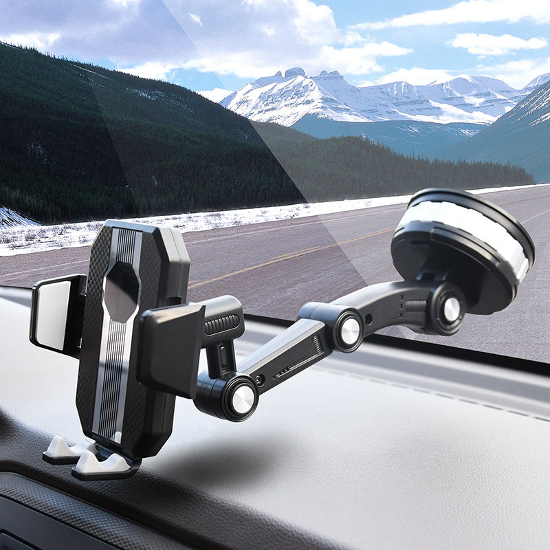 Verstelbare Telefoonhouder Auto Dashboard Voorruit Zuignap Telescopische Arm 360° Draaibaar Universeel Zwart | Sulvida