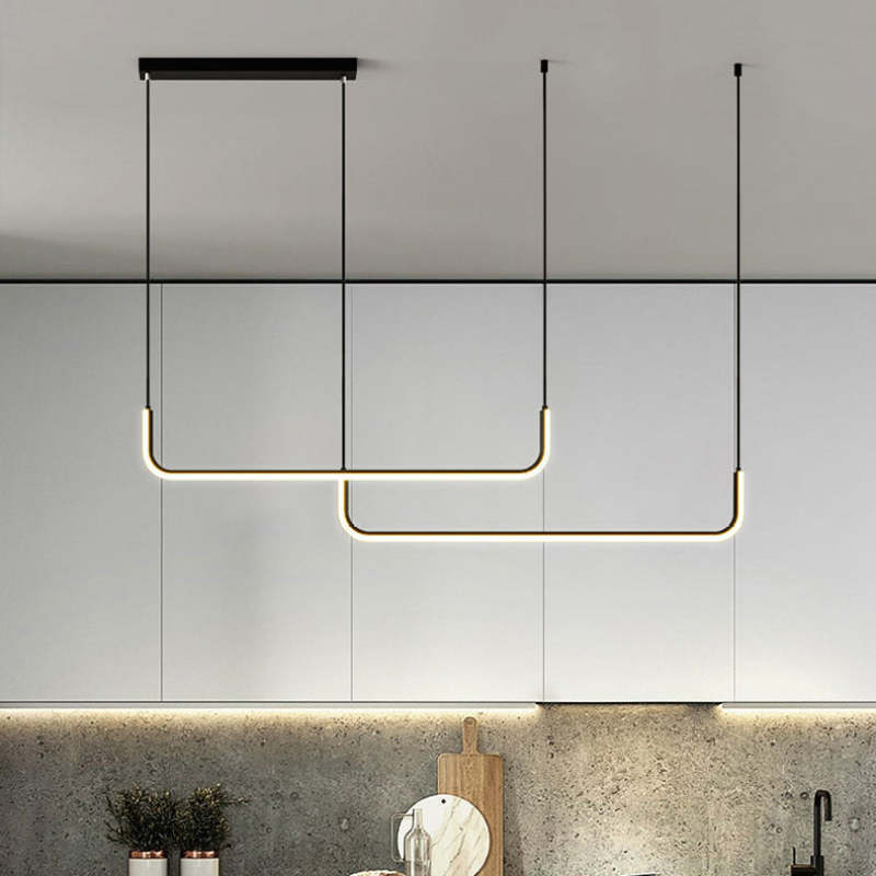 Lineaire LED Hanglamp Dubbel Frame Metaal Siliconen Dimbaar Modern Design Woonkamer Eetkamer Kantoor | Sulvida