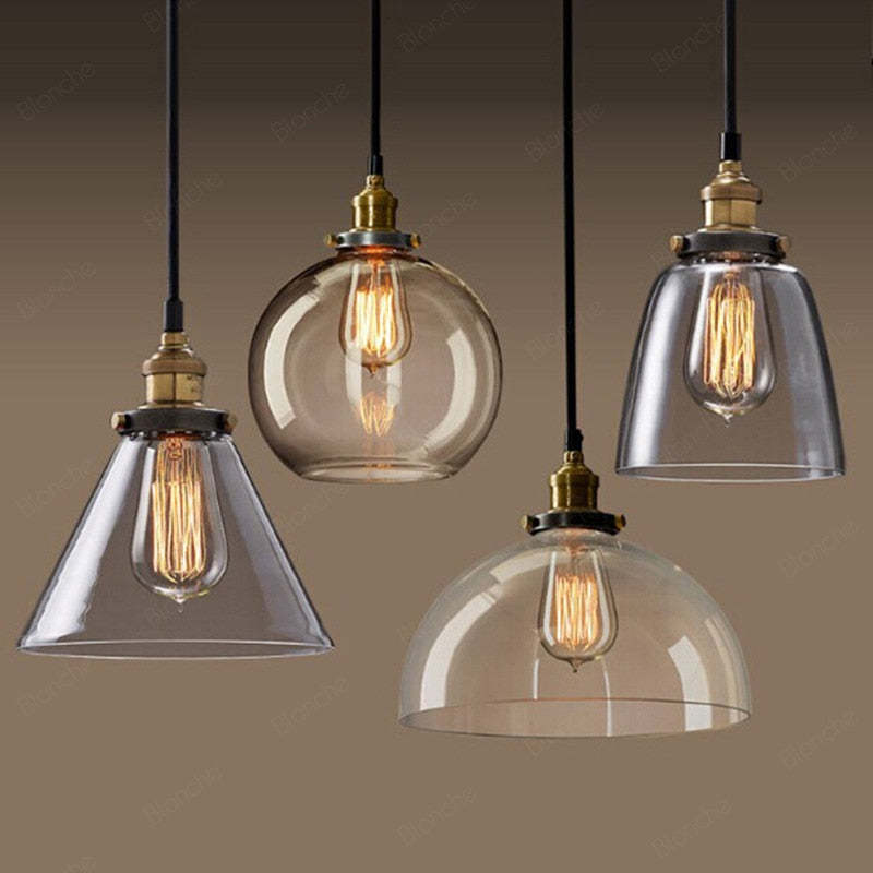 Industriële Glazen Hanglamp Metaal E27 Fitting Clear Amber Smoke Grey Verstelbaar Snoer Eetkamer Woonkamer | Sulvida