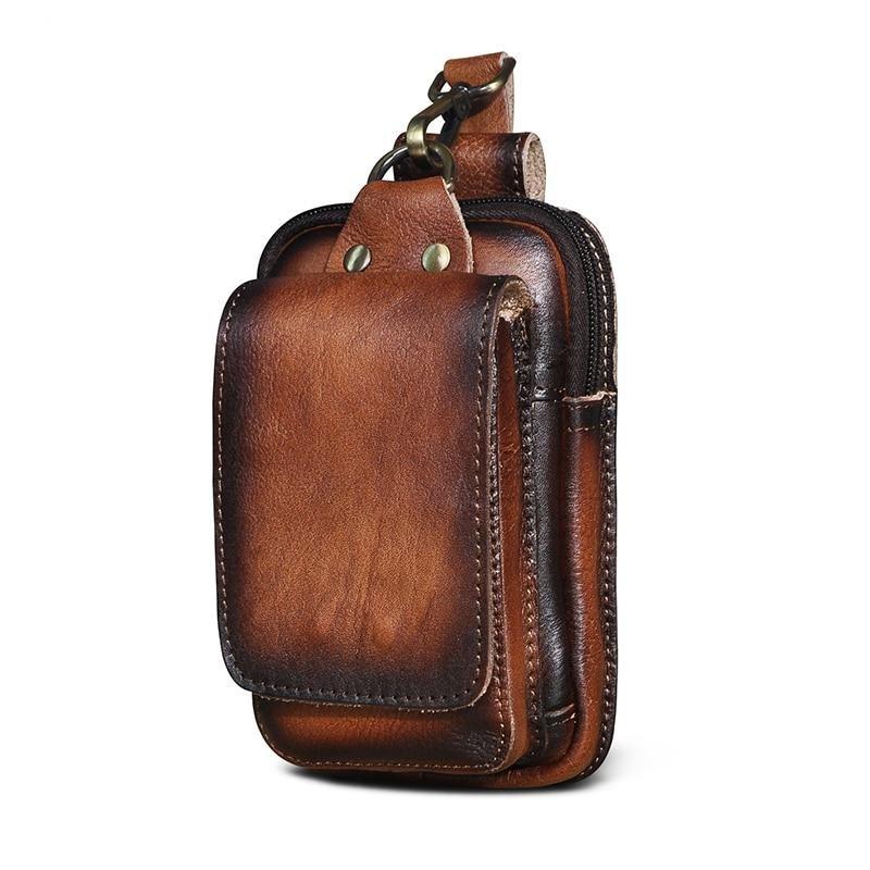 Heuptas Heren Leer Vintage Bruin Zwart Compacte Reistas Handsfree Draagcomfort Duurzaam Vakken Magneet | Sulvida