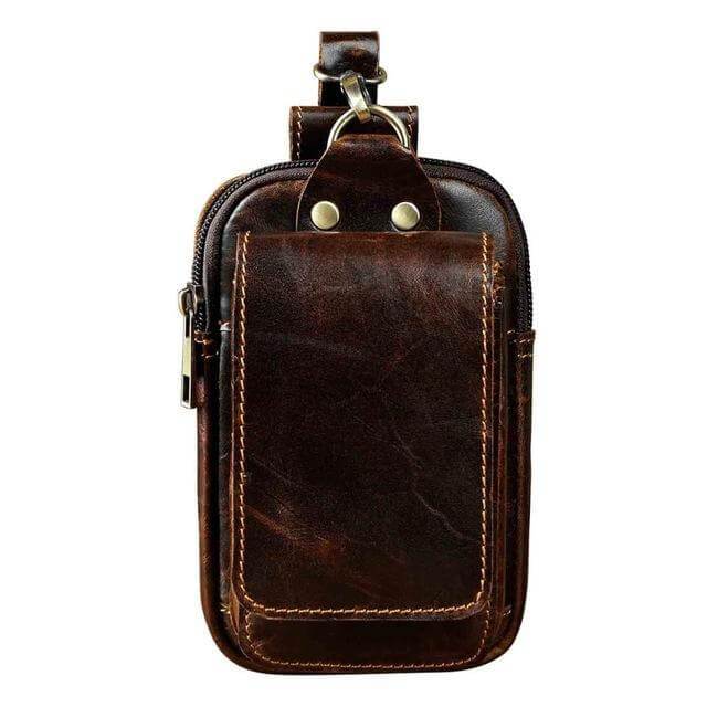 Heuptas Heren Leer Vintage Bruin Zwart Compacte Reistas Handsfree Draagcomfort Duurzaam Vakken Magneet | Sulvida