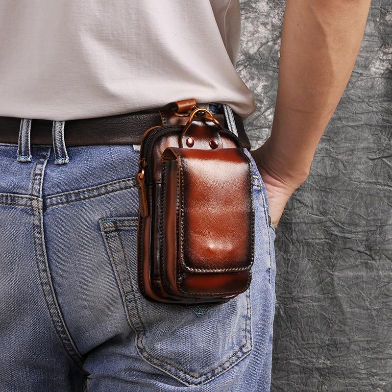 Heuptas Heren Leer Vintage Bruin Zwart Compacte Reistas Handsfree Draagcomfort Duurzaam Vakken Magneet | Sulvida