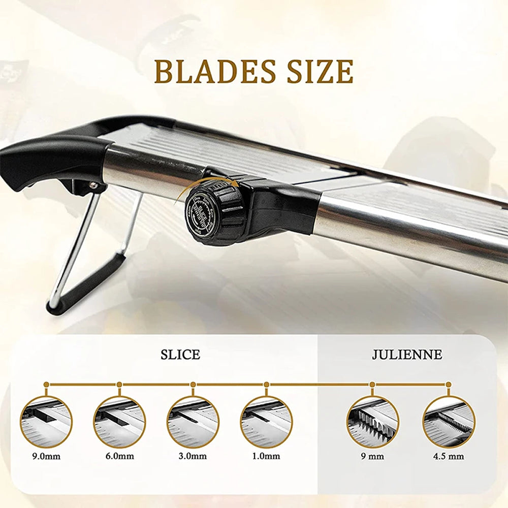 Mandoline professionnelle avec 6 réglages de coupe et gant de protection antidérapant pour la cuisine | Sulvida