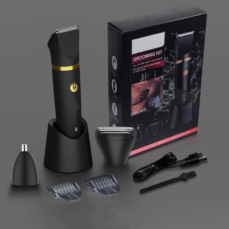 Tondeuse corporelle 3-en-1 pour homme, électrique, étanche IPX7, rasage à sec et sous la douche, soins du corps | Sulvida