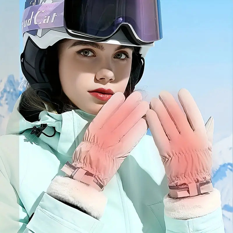 Gants d’hiver avec nœud et fonction tactile - doublés en peluche pour femme - adaptés au ski et au vélo | Sulvida
