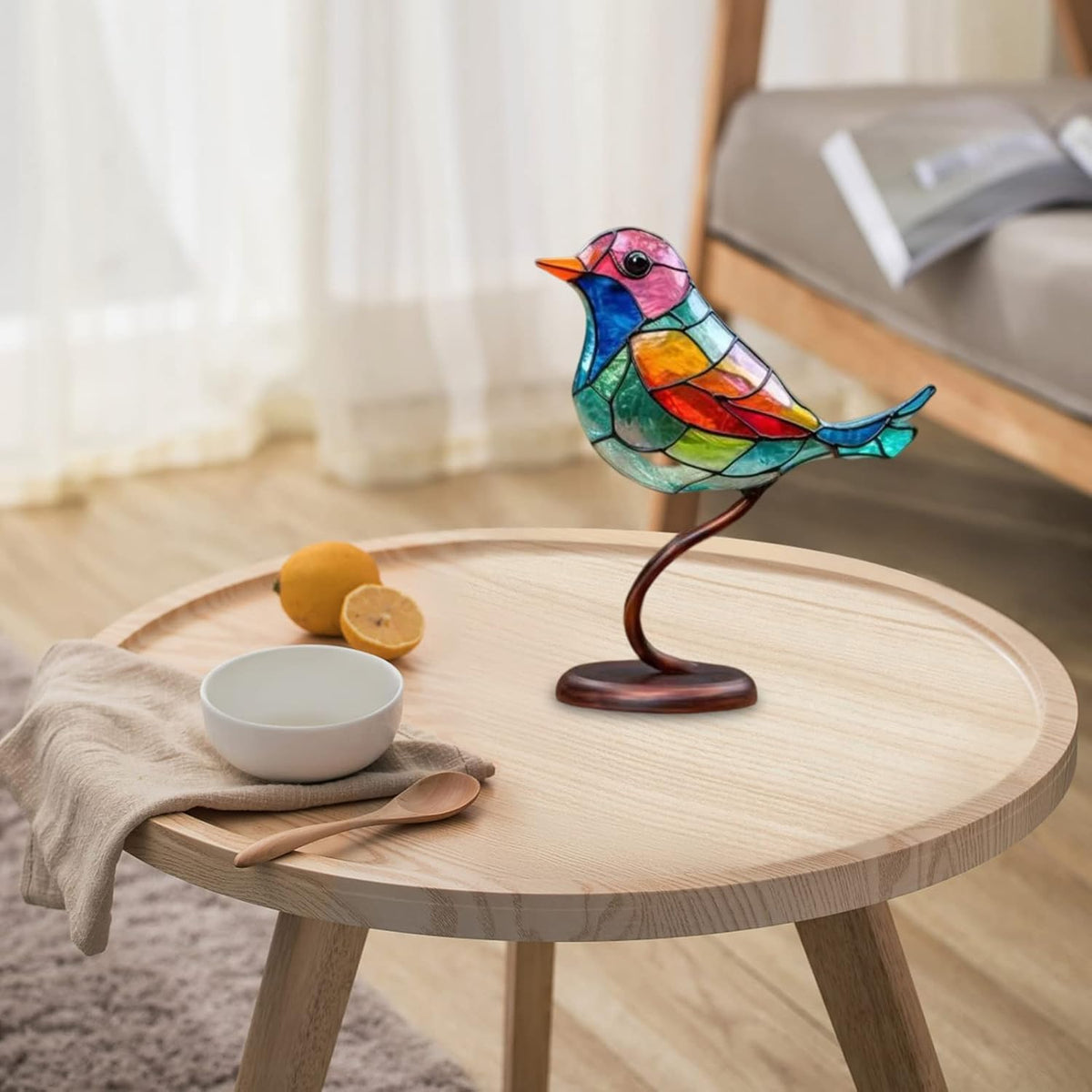 Decoratieve Vogelbeeldje Tafelornament Gekleurde Glazen Vogelsculptuur Woonkamer Decoratie Interieur | Sulvida