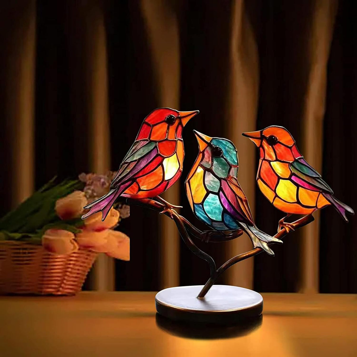 Decoratieve Vogelbeeldje Tafelornament Gekleurde Glazen Vogelsculptuur Woonkamer Decoratie Interieur | Sulvida