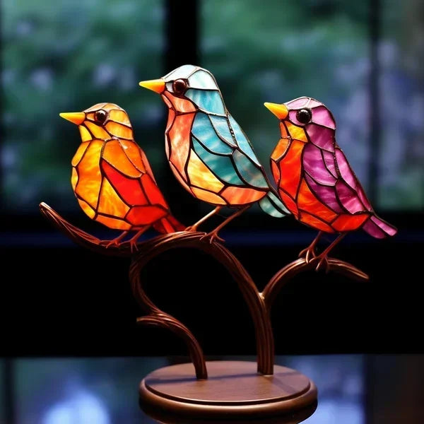 Decoratieve Vogelbeeldje Tafelornament Gekleurde Glazen Vogelsculptuur Woonkamer Decoratie Interieur | Sulvida