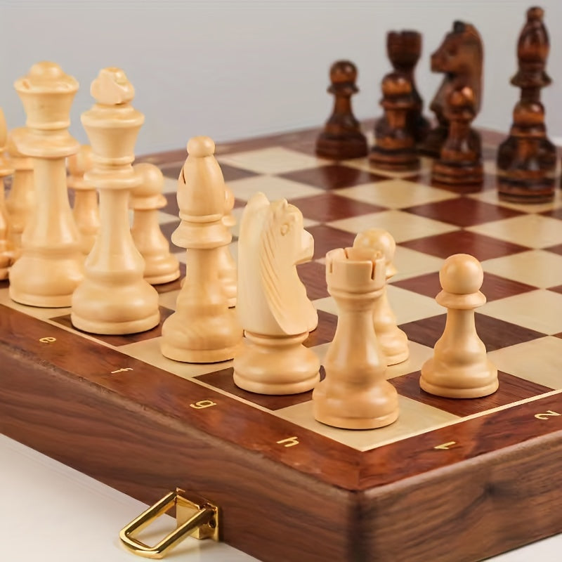 Schaakspel Edelhout met 34 Stukken Klassiek Bordspel voor Thuis Strategiespel Schaakbord Hout Tafelspel | Sulvida