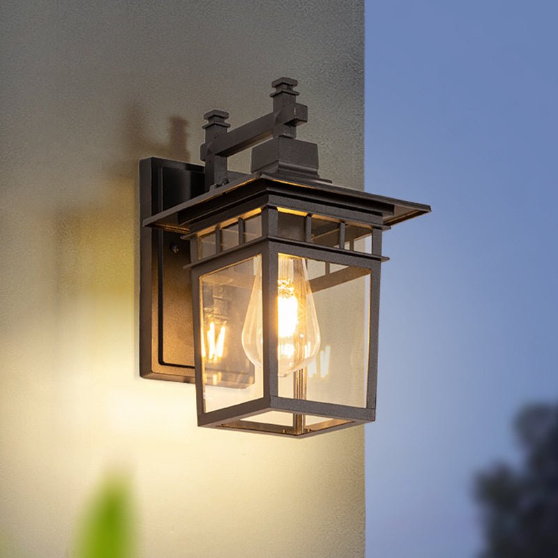 Aluminium Buitenwandlamp Waterdicht E27 Klassiek Lantaarndesign Zwart Koper 32-36cm Veranda Tuin Gevel | Sulvida
