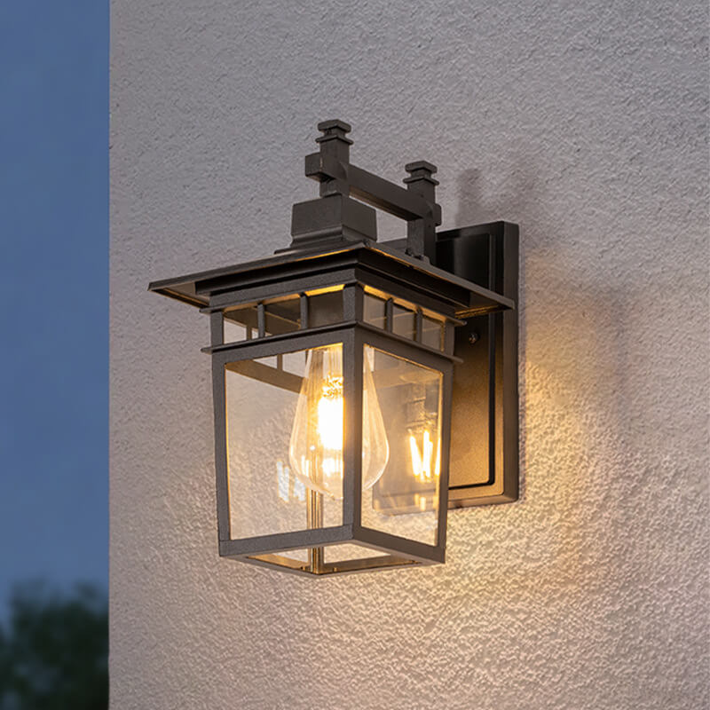 Buitenlamp Wandlantaarn Waterdicht Aluminium Glas E27 Zwart Koper Klassiek Tuinverlichting Buitenverlichting | Sulvida