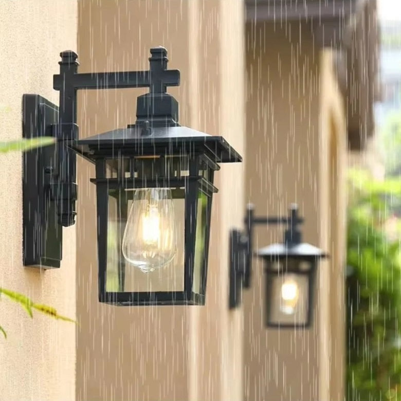 Buitenlamp Wandlantaarn Waterdicht Aluminium Glas E27 Zwart Koper Klassiek Tuinverlichting Buitenverlichting | Sulvida