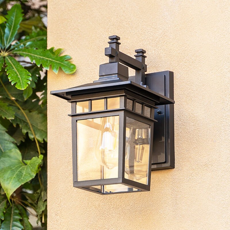 Aluminium Buitenwandlamp Waterdicht E27 Klassiek Lantaarndesign Zwart Koper 32-36cm Veranda Tuin Gevel | Sulvida