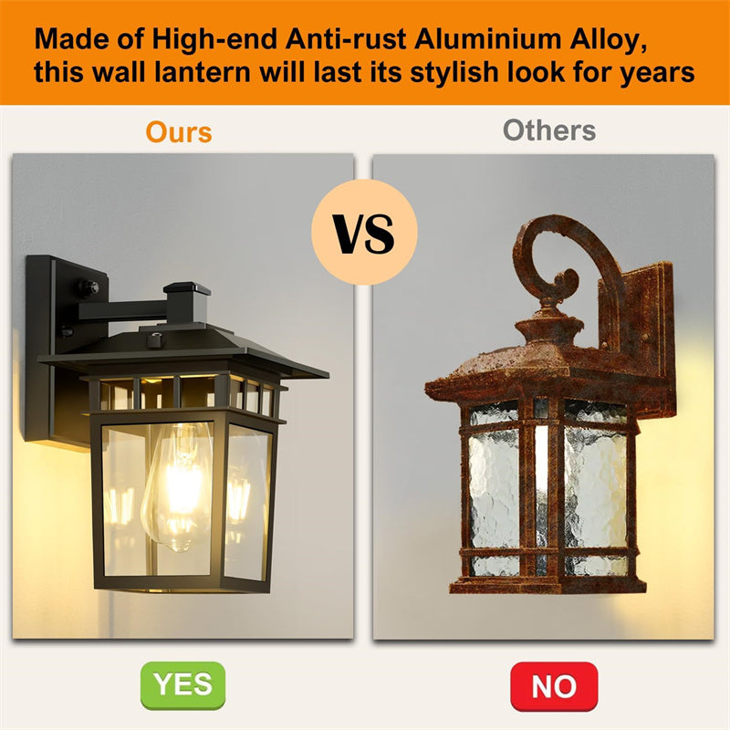 Buitenlamp Wandlantaarn Waterdicht Aluminium Glas E27 Zwart Koper Klassiek Tuinverlichting Buitenverlichting | Sulvida
