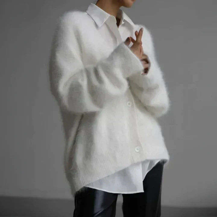 Gebreid Oversized Vest met V-Hals en Knoopsluiting Dames Zachte Gebreide Cardigan Herfst Winter Loungewear | Sulvida