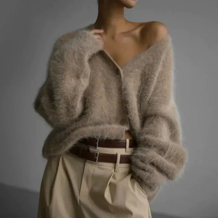 Gebreid Oversized Vest met V-Hals en Knoopsluiting Dames Zachte Gebreide Cardigan Herfst Winter Loungewear | Sulvida