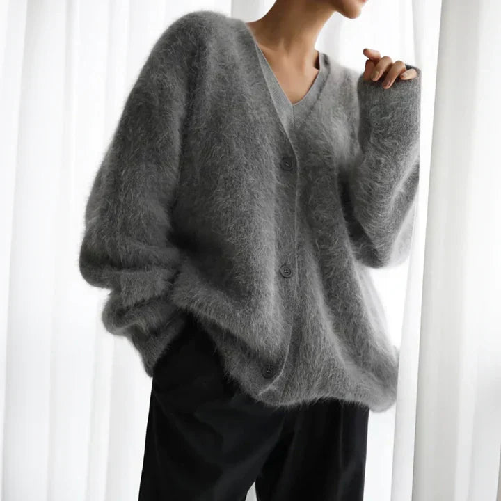 Gebreid Oversized Vest met V-Hals en Knoopsluiting Dames Zachte Gebreide Cardigan Herfst Winter Loungewear | Sulvida