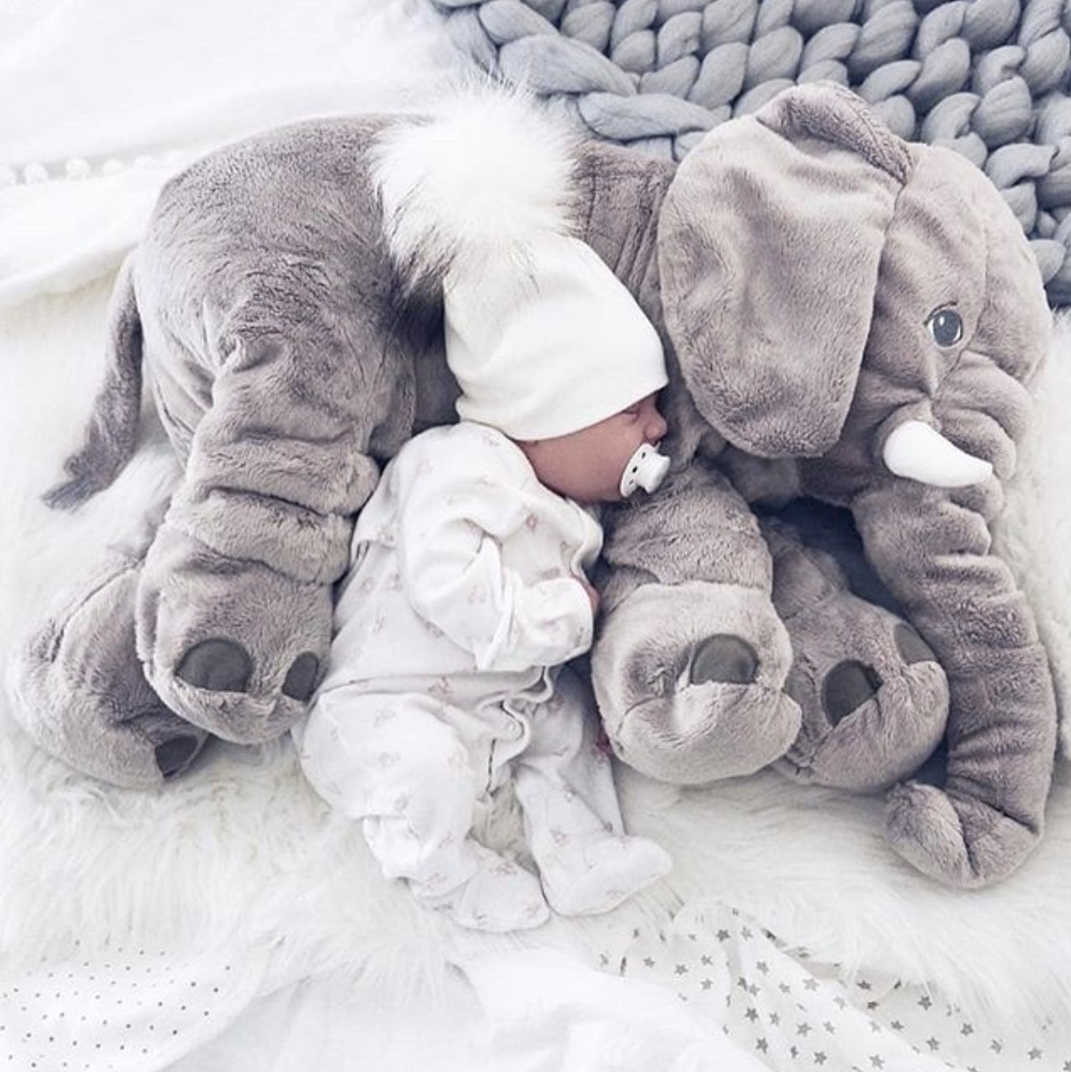 Zachte knuffelolifant voor baby's en kinderen 60 × 40 cm pluche speelgoed kussen babykamer decoratie | Sulvida