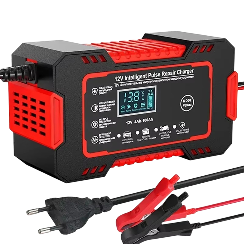 Chargeur de batterie intelligent 12V 6A avec réparation par impulsions et écran LCD pour voiture, bateau à moteur, moto et camping-car | Sulvida