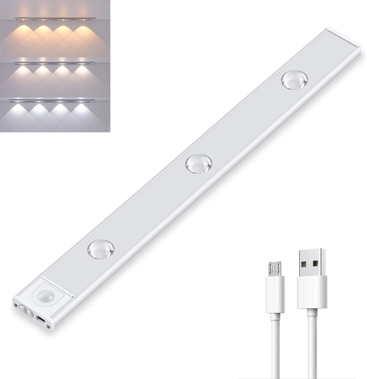 Draadloze LED-lamp met bewegingssensor USB-C oplaadbaar 30cm dimbaar 3 lichttemperaturen kastverlichting | Sulvida