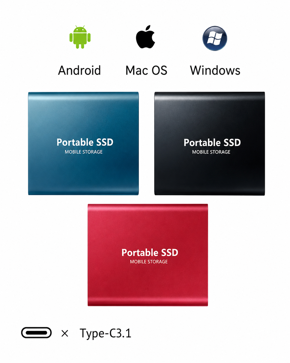 Externe Solid State Drive 128 TB Draagbare USB-C Snelle Gegevensopslag Compacte Aluminium SSD voor PC Laptop | Sulvida