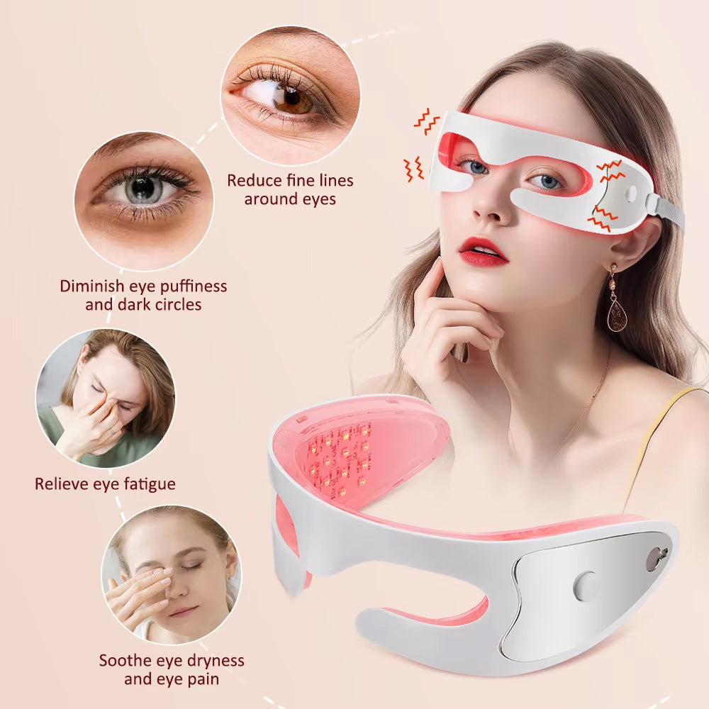 Appareil de massage LED pour les yeux avec mode vibration, chaleur et musique, pour le soin des yeux, la détente et la fatigue - Sulvida