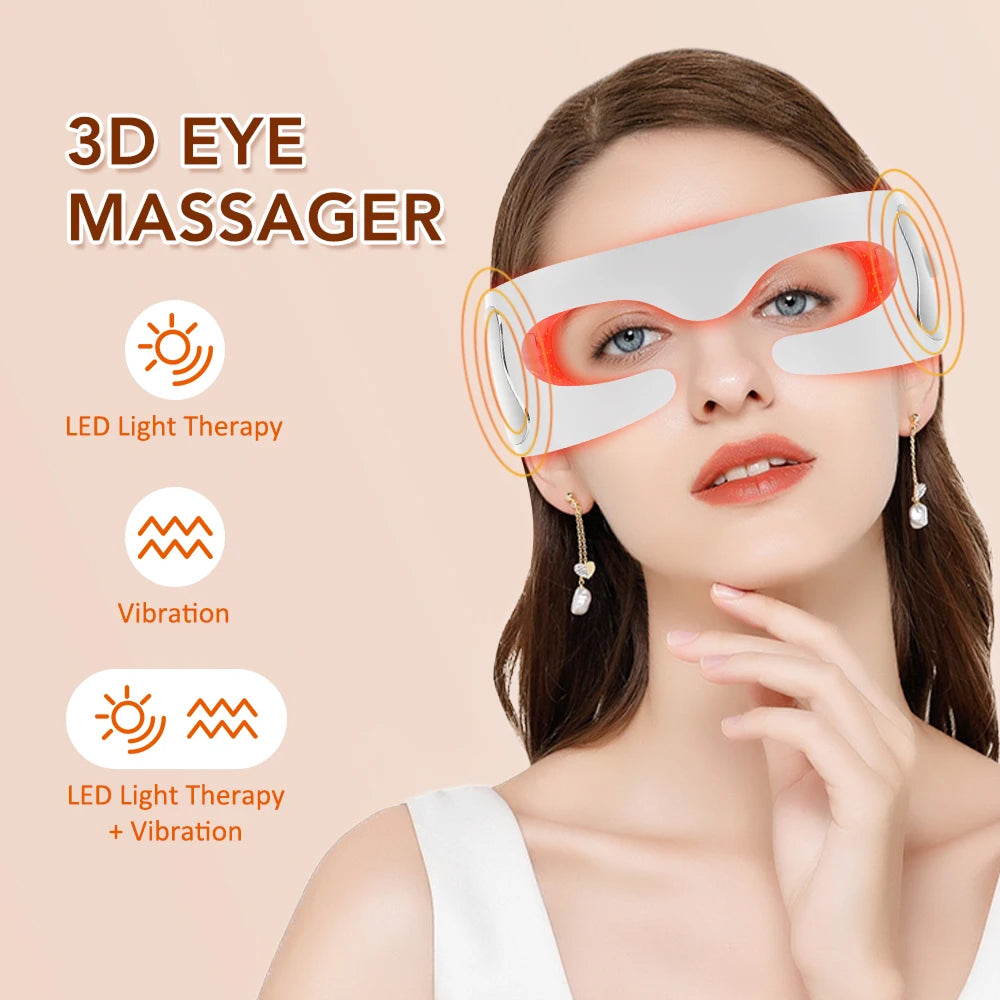 Appareil de massage LED pour les yeux avec mode vibration, chaleur et musique, pour le soin des yeux, la détente et la fatigue - Sulvida