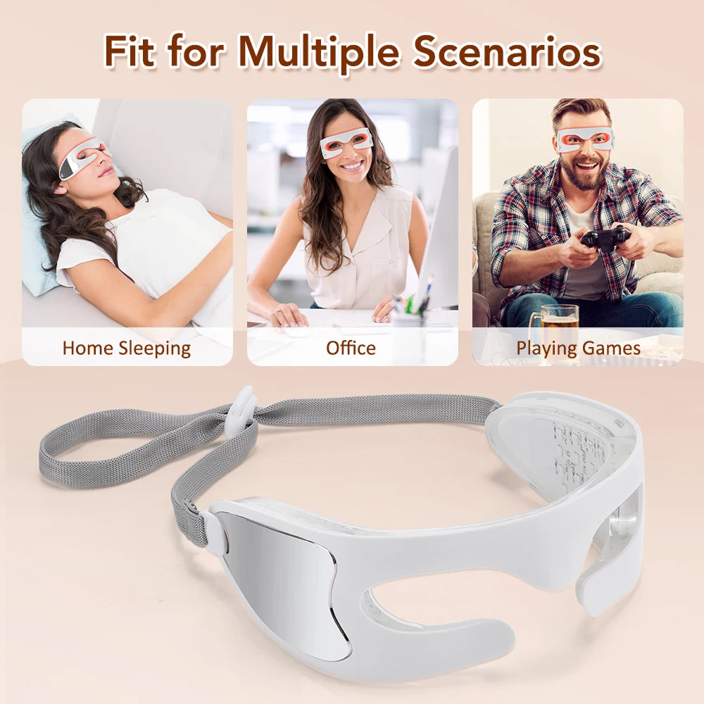 Appareil de massage LED pour les yeux avec mode vibration, chaleur et musique, pour le soin des yeux, la détente et la fatigue - Sulvida