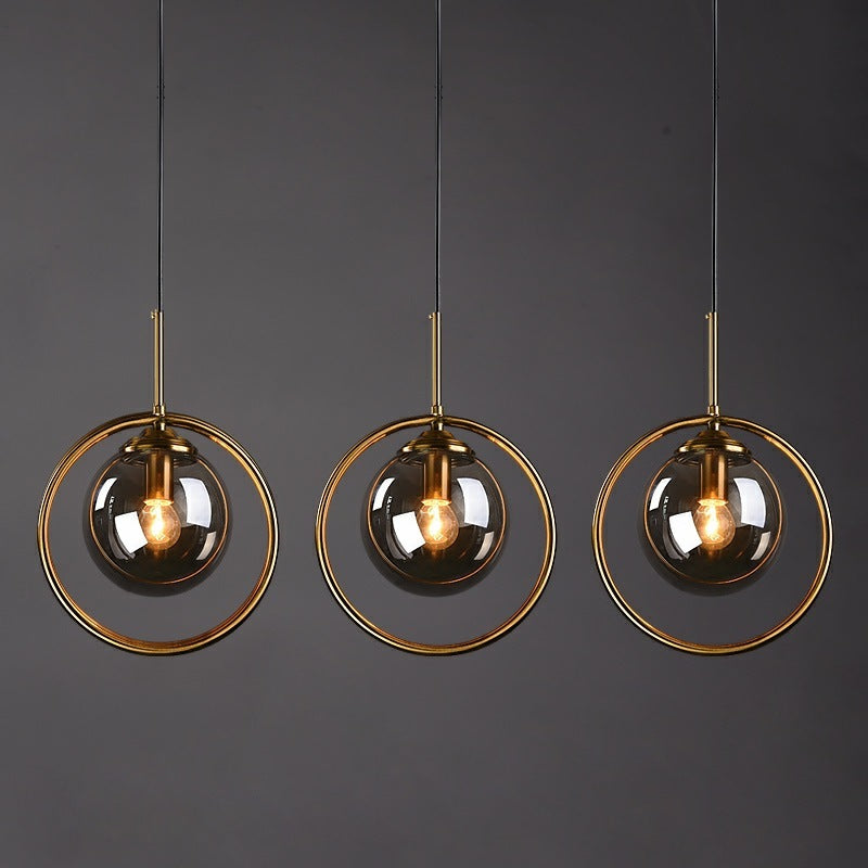 Glazen Hanglamp met Metalen Ring Dimbaar LED Verlichting voor Eetkamer Woonkamer Slaapkamer 10-15m² Modern | Sulvida