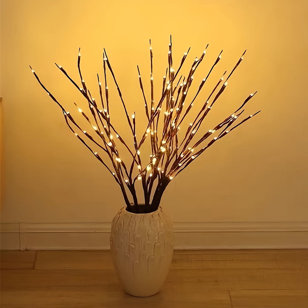 Decoratieve Verlichting op Takken met Bloesemdetail Hout Batterij Set van 2 Sfeervolle Tafellamp Interieur | Sulvida
