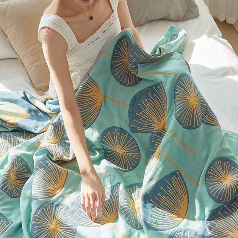 Omkeerbare Quilt met Paardenbloemenprint – 100% Biologisch Geweven Katoen – Zachte Katoenen Sprei voor Kingsize Bed – Veelzijdig Bedtextiel voor Alle Seizoenen | Sulvida