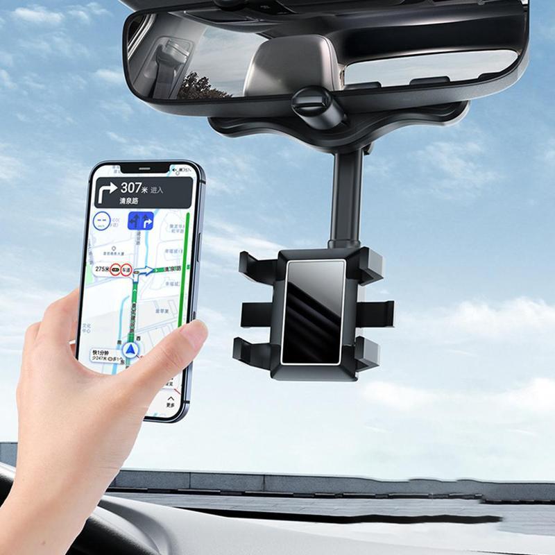 Universele telefoonhouder voor achteruitkijkspiegel auto 360 graden draaibaar zwart handsfree navigatie | Sulvida